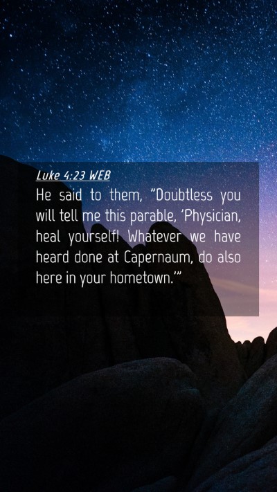 Picture 04 - Luke 4:23 WEB Mobile Phone Wallpaper - He said to them, 