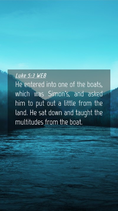 Picture 04 - Luke 5:3 WEB Mobile Phone Wallpaper - He entered into one of the boats, which was - Mobile Bible Verse Wallpaper