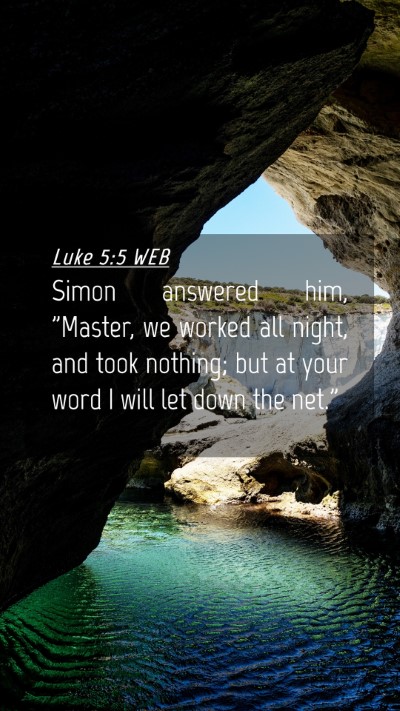 Picture 04 - Luke 5:5 WEB Mobile Phone Wallpaper - Simon answered him, 