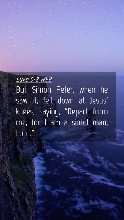 Picture 04 - Luke 5:8 WEB Mobile Phone Wallpaper - But Simon Peter, when he saw it, fell down at - Mobile Bible Verse Wallpaper