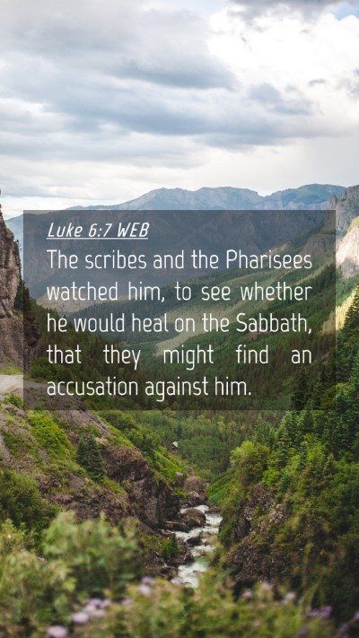 Picture 04 - Luke 6:7 WEB Mobile Phone Wallpaper - The scribes and the Pharisees watched him, to see - Mobile Bible Verse Wallpaper