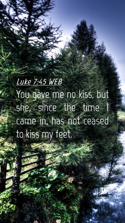 Picture 04 - Luke 7:45 WEB Mobile Phone Wallpaper - You gave me no kiss, but she, since the time I - Mobile Bible Verse Wallpaper