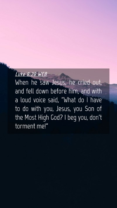 Picture 04 - Luke 8:28 WEB Mobile Phone Wallpaper - When he saw Jesus, he cried out, and fell down - Mobile Bible Verse Wallpaper