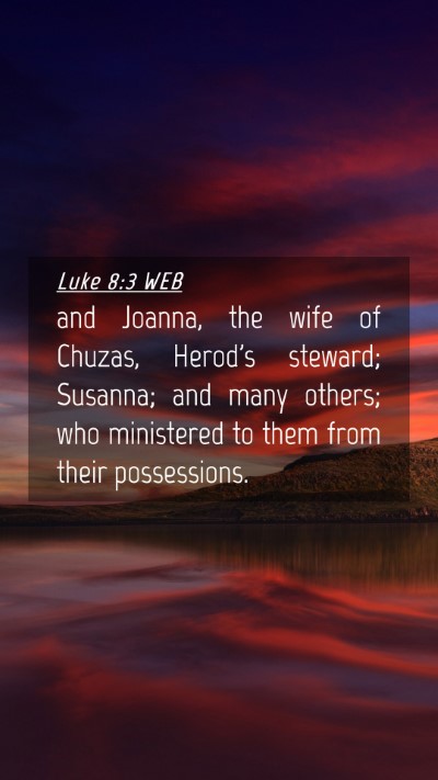 Picture 04 - Luke 8:3 WEB Mobile Phone Wallpaper - and Joanna, the wife of Chuzas, Herod's steward; - Mobile Bible Verse Wallpaper