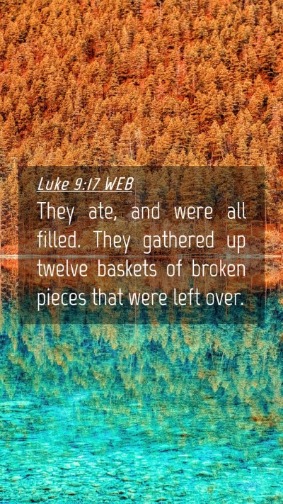 Picture 04 - Luke 9:17 WEB Mobile Phone Wallpaper - They ate, and were all filled. They gathered up - Mobile Bible Verse Wallpaper