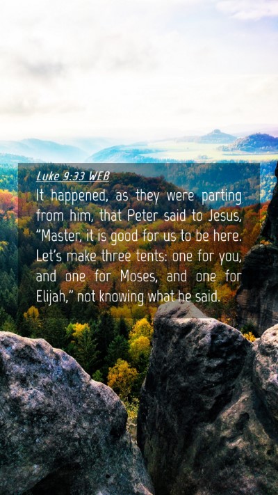 Picture 04 - Luke 9:33 WEB Mobile Phone Wallpaper - It happened, as they were parting from him, that - Mobile Bible Verse Wallpaper