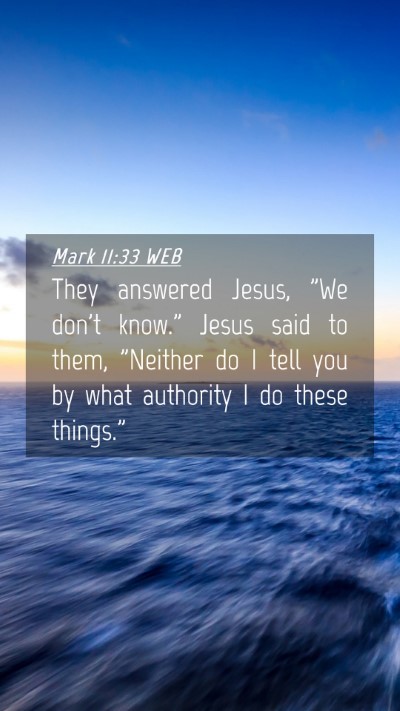 Picture 04 - Mark 11:33 WEB Mobile Phone Wallpaper - They answered Jesus, 