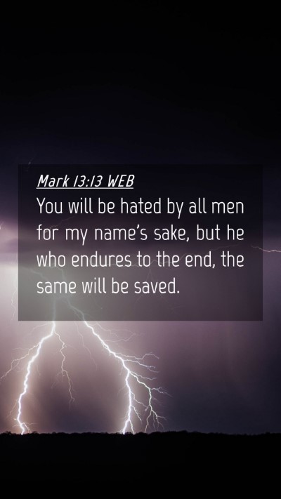 Picture 04 - Mark 13:13 WEB Mobile Phone Wallpaper - You will be hated by all men for my name's sake, - Mobile Bible Verse Wallpaper
