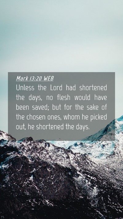 Picture 04 - Mark 13:20 WEB Mobile Phone Wallpaper - Unless the Lord had shortened the days, no flesh - Mobile Bible Verse Wallpaper