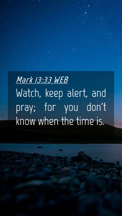 Picture 04 - Mark 13:33 WEB Mobile Phone Wallpaper - Watch, keep alert, and pray; for you don't know - Mobile Bible Verse Wallpaper