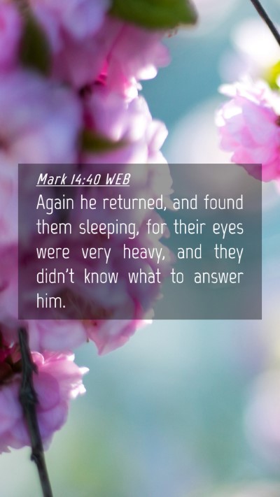 Picture 04 - Mark 14:40 WEB Mobile Phone Wallpaper - Again he returned, and found them sleeping, for - Mobile Bible Verse Wallpaper