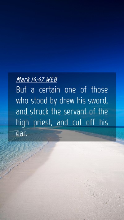 Picture 04 - Mark 14:47 WEB Mobile Phone Wallpaper - But a certain one of those who stood by drew his - Mobile Bible Verse Wallpaper