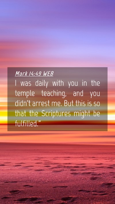 Picture 04 - Mark 14:49 WEB Mobile Phone Wallpaper - I was daily with you in the temple teaching, and - Mobile Bible Verse Wallpaper