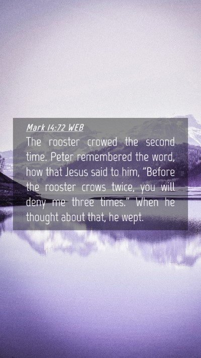 Picture 04 - Mark 14:72 WEB Mobile Phone Wallpaper - The rooster crowed the second time. Peter - Mobile Bible Verse Wallpaper