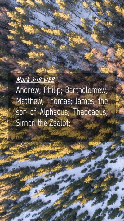 Picture 04 - Mark 3:18 WEB Mobile Phone Wallpaper - Andrew; Philip; Bartholomew; Matthew; Thomas; - Mobile Bible Verse Wallpaper