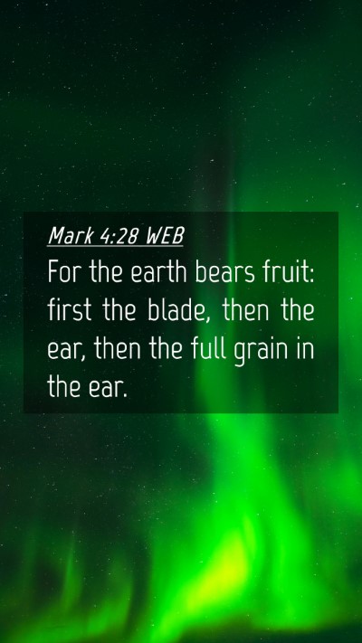 Picture 04 - Mark 4:28 WEB Mobile Phone Wallpaper - For the earth bears fruit: first the blade, then - Mobile Bible Verse Wallpaper