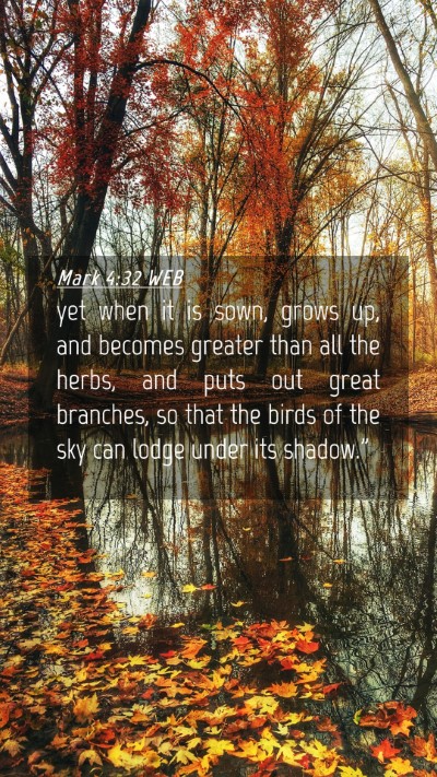 Picture 04 - Mark 4:32 WEB Mobile Phone Wallpaper - yet when it is sown, grows up, and becomes - Mobile Bible Verse Wallpaper