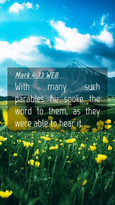 Picture 04 - Mark 4:33 WEB Mobile Phone Wallpaper - With many such parables he spoke the word to - Mobile Bible Verse Wallpaper