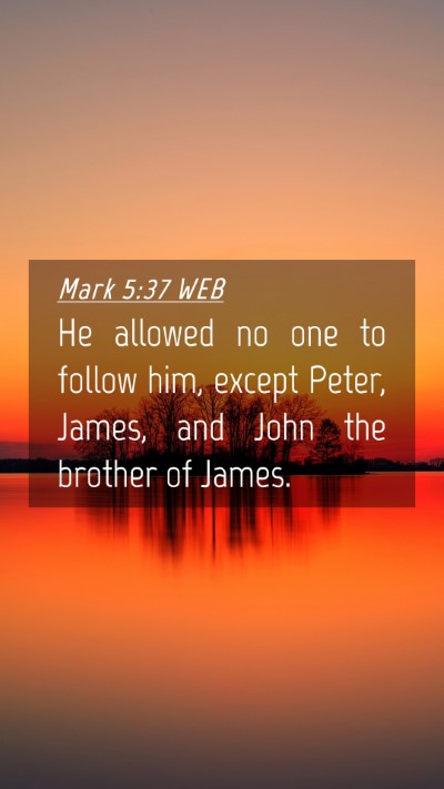 Picture 04 - Mark 5:37 WEB Mobile Phone Wallpaper - He allowed no one to follow him, except Peter, - Mobile Bible Verse Wallpaper