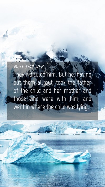 Picture 04 - Mark 5:40 WEB Mobile Phone Wallpaper - They ridiculed him. But he, having put them all - Mobile Bible Verse Wallpaper