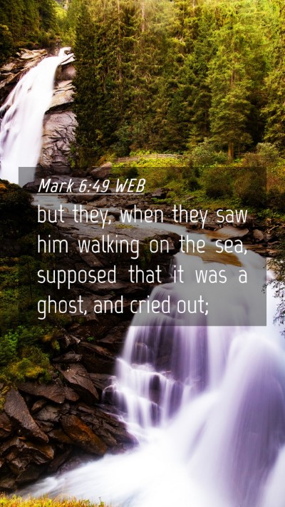 Picture 04 - Mark 6:49 WEB Mobile Phone Wallpaper - but they, when they saw him walking on the sea, - Mobile Bible Verse Wallpaper