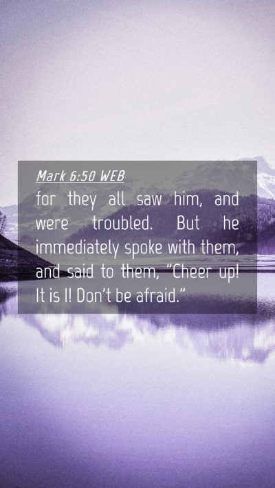 Picture 04 - Mark 6:50 WEB Mobile Phone Wallpaper - for they all saw him, and were troubled. But he - Mobile Bible Verse Wallpaper