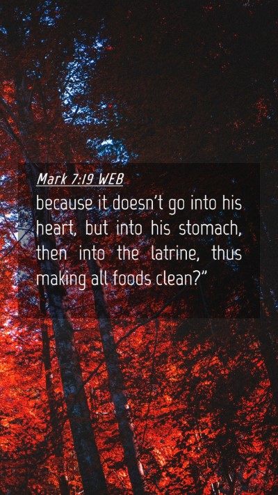 Picture 04 - Mark 7:19 WEB Mobile Phone Wallpaper - because it doesn't go into his heart, but into - Mobile Bible Verse Wallpaper