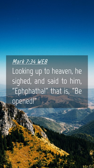 Picture 04 - Mark 7:34 WEB Mobile Phone Wallpaper - Looking up to heaven, he sighed, and said to him, - Mobile Bible Verse Wallpaper