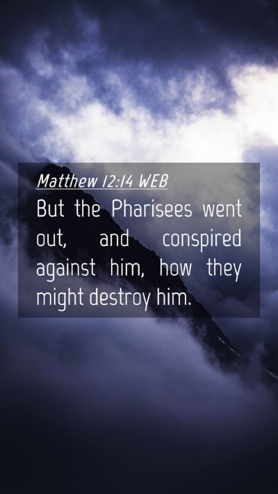Picture 04 - Matthew 12:14 WEB Mobile Phone Wallpaper - But the Pharisees went out, and conspired against - Mobile Bible Verse Wallpaper