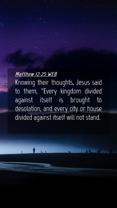 Picture 04 - Matthew 12:25 WEB Mobile Phone Wallpaper - Knowing their thoughts, Jesus said to them, - Mobile Bible Verse Wallpaper