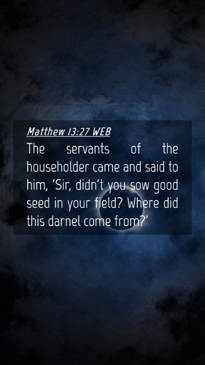 Picture 04 - Matthew 13:27 WEB Mobile Phone Wallpaper - The servants of the householder came and said to - Mobile Bible Verse Wallpaper