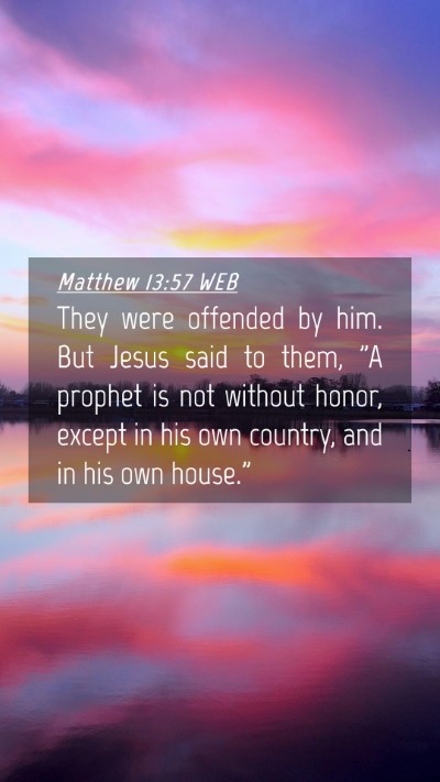 Picture 04 - Matthew 13:57 WEB Mobile Phone Wallpaper - They were offended by him. But Jesus said to - Mobile Bible Verse Wallpaper