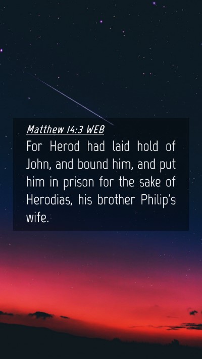 Picture 04 - Matthew 14:3 WEB Mobile Phone Wallpaper - For Herod had laid hold of John, and bound him, - Mobile Bible Verse Wallpaper