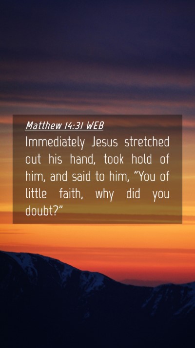 Picture 04 - Matthew 14:31 WEB Mobile Phone Wallpaper - Immediately Jesus stretched out his hand, took - Mobile Bible Verse Wallpaper