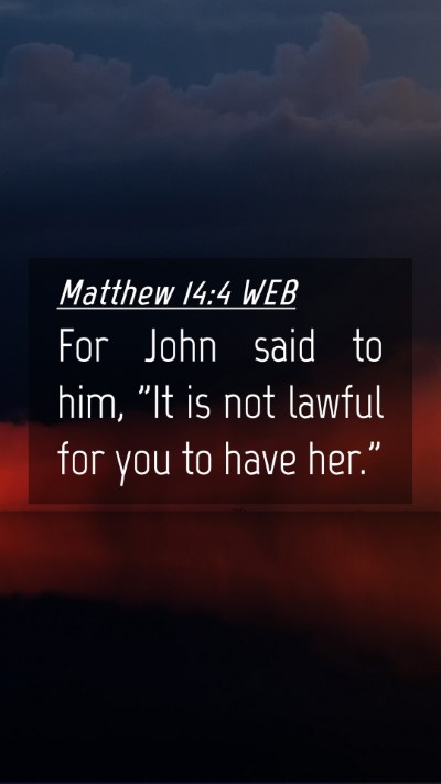 Picture 04 - Matthew 14:4 WEB Mobile Phone Wallpaper - For John said to him, 