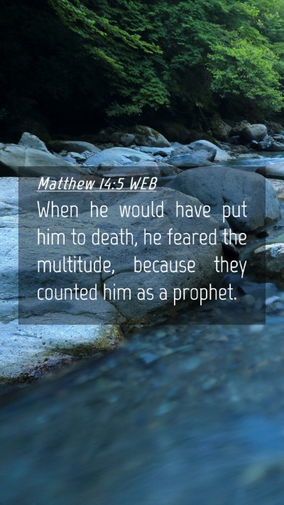 Picture 04 - Matthew 14:5 WEB Mobile Phone Wallpaper - When he would have put him to death, he feared - Mobile Bible Verse Wallpaper