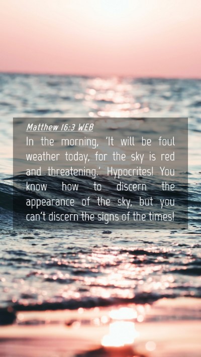 Picture 04 - Matthew 16:3 WEB Mobile Phone Wallpaper - In the morning, 'It will be foul weather today, - Mobile Bible Verse Wallpaper