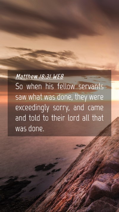 Picture 04 - Matthew 18:31 WEB Mobile Phone Wallpaper - So when his fellow servants saw what was done, - Mobile Bible Verse Wallpaper