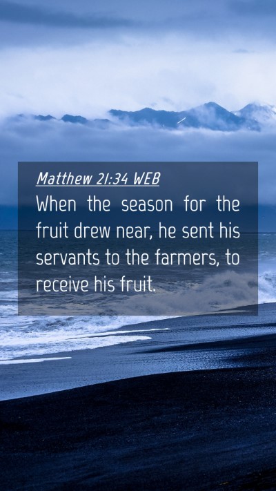 Picture 04 - Matthew 21:34 WEB Mobile Phone Wallpaper - When the season for the fruit drew near, he sent - Mobile Bible Verse Wallpaper