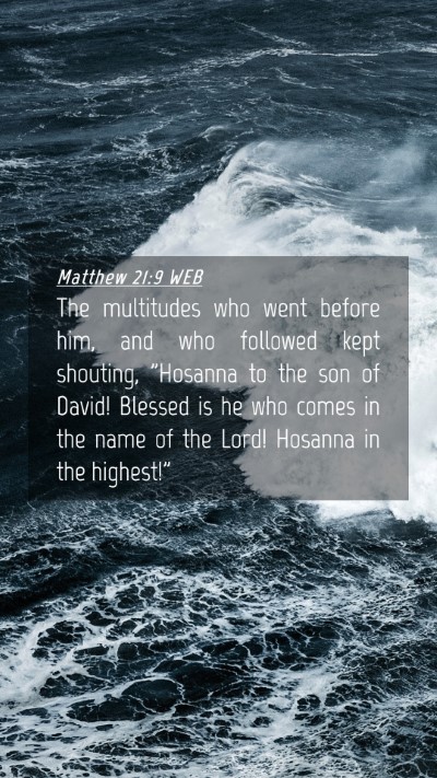 Picture 04 - Matthew 21:9 WEB Mobile Phone Wallpaper - The multitudes who went before him, and who - Mobile Bible Verse Wallpaper
