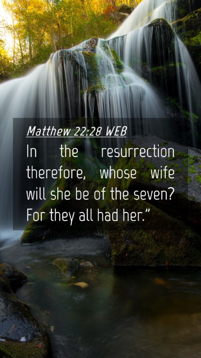 Picture 04 - Matthew 22:28 WEB Mobile Phone Wallpaper - In the resurrection therefore, whose wife will - Mobile Bible Verse Wallpaper