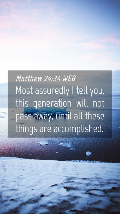 Picture 04 - Matthew 24:34 WEB Mobile Phone Wallpaper - Most assuredly I tell you, this generation will - Mobile Bible Verse Wallpaper