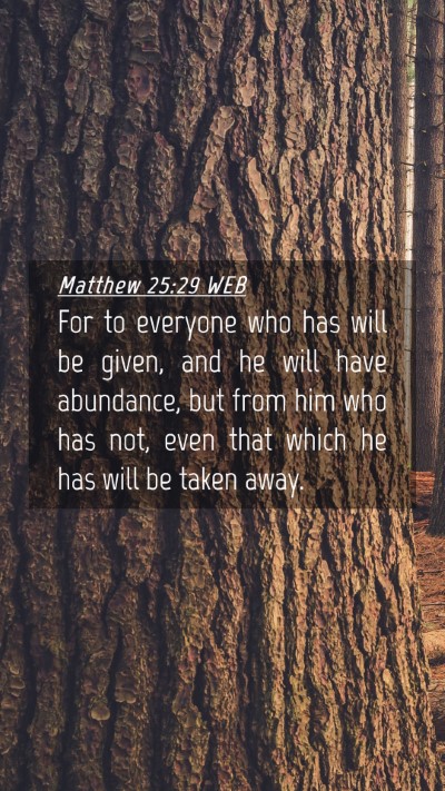 Picture 04 - Matthew 25:29 WEB Mobile Phone Wallpaper - For to everyone who has will be given, and he - Mobile Bible Verse Wallpaper
