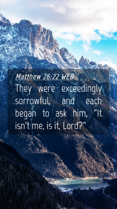 Picture 04 - Matthew 26:22 WEB Mobile Phone Wallpaper - They were exceedingly sorrowful, and each began - Mobile Bible Verse Wallpaper