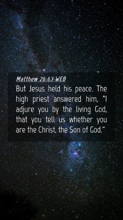 Picture 04 - Matthew 26:63 WEB Mobile Phone Wallpaper - But Jesus held his peace. The high priest - Mobile Bible Verse Wallpaper