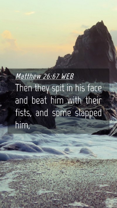 Picture 04 - Matthew 26:67 WEB Mobile Phone Wallpaper - Then they spit in his face and beat him with - Mobile Bible Verse Wallpaper