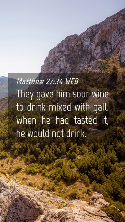 Picture 04 - Matthew 27:34 WEB Mobile Phone Wallpaper - They gave him sour wine to drink mixed with gall. - Mobile Bible Verse Wallpaper