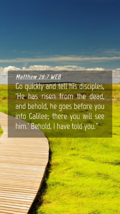 Picture 04 - Matthew 28:7 WEB Mobile Phone Wallpaper - Go quickly and tell his disciples, 'He has risen - Mobile Bible Verse Wallpaper