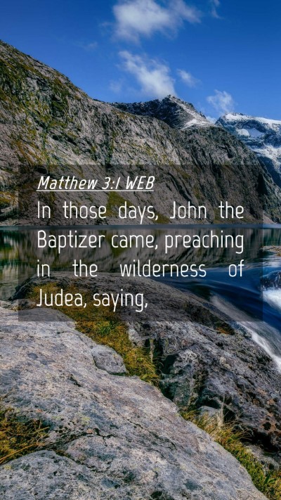 Picture 04 - Matthew 3:1 WEB Mobile Phone Wallpaper - In those days, John the Baptizer came, preaching - Mobile Bible Verse Wallpaper