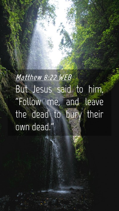 Picture 04 - Matthew 8:22 WEB Mobile Phone Wallpaper - But Jesus said to him, 